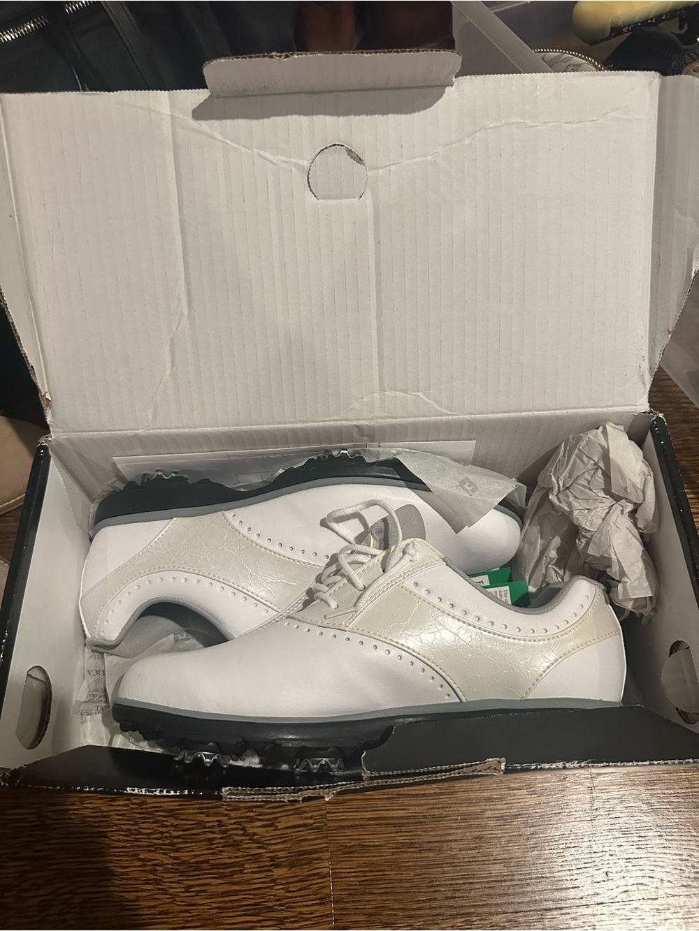 Footjoy White Golf Shoes with Black Outsole - Classic Lace-Up